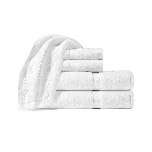 Serviette de bain Dell' Arte par Villa di Lusso, bordure en coton façonné, 30x56, 18 lb/dz, blanc